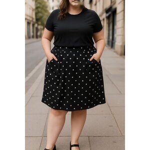Gap Black White Polka Dot Skirt Women's Size 18 Pockets READ